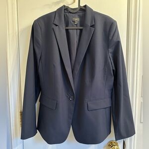 Ann Taylor Factory Navy Blue Blazer Current Season Womens Size 14P Petite Ladies